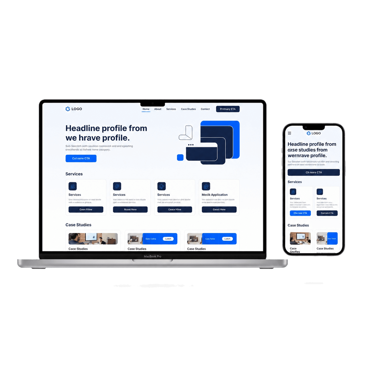 Contoh tampilan website modern buatan Hezweb pada laptop dan smartphone